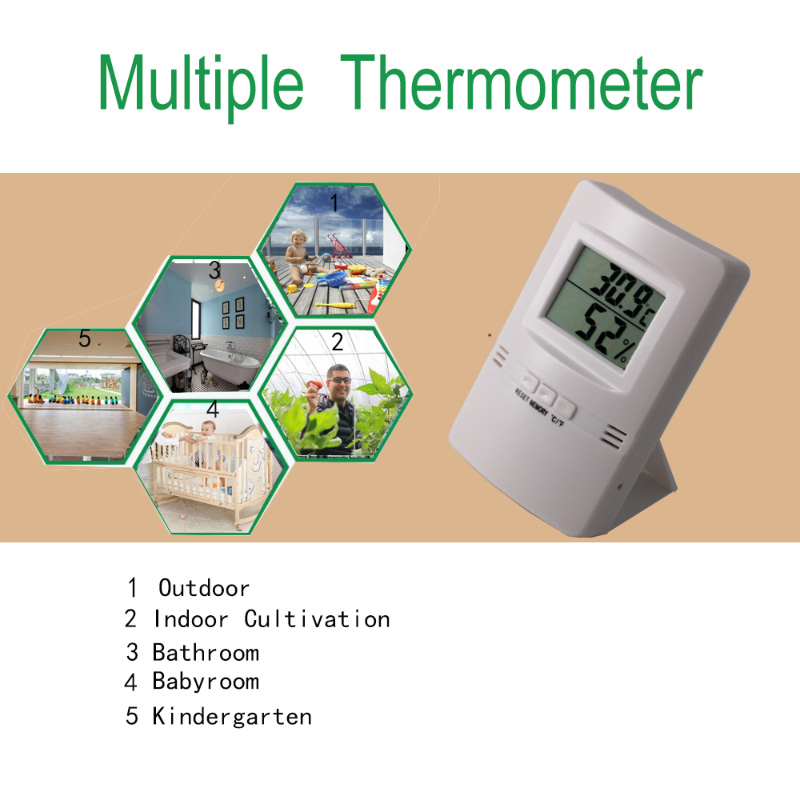 Teirmiméadar Digiteach Thin agus Thin Aonair LCD \u0026 Hygrometer + -1C + -5% RH Hygrothermograph