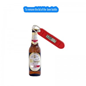 Úsáid Fhairsing Scáileán Beag a Thaispeánann Teirmiméadar Bia Digiteach le Opener Beer Bottle
