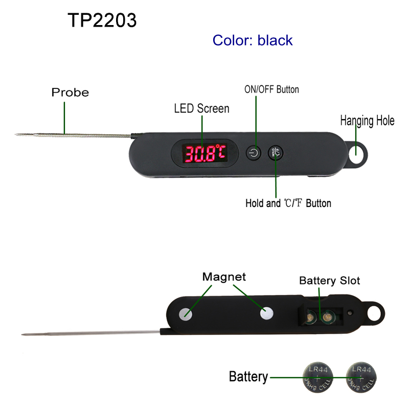 Thermopro TP2203 Cócaireacht Bia Digiteach Teirmiméadar Teirmiméadar Feola Leidléite do BBQ Cistine Grill Smoker